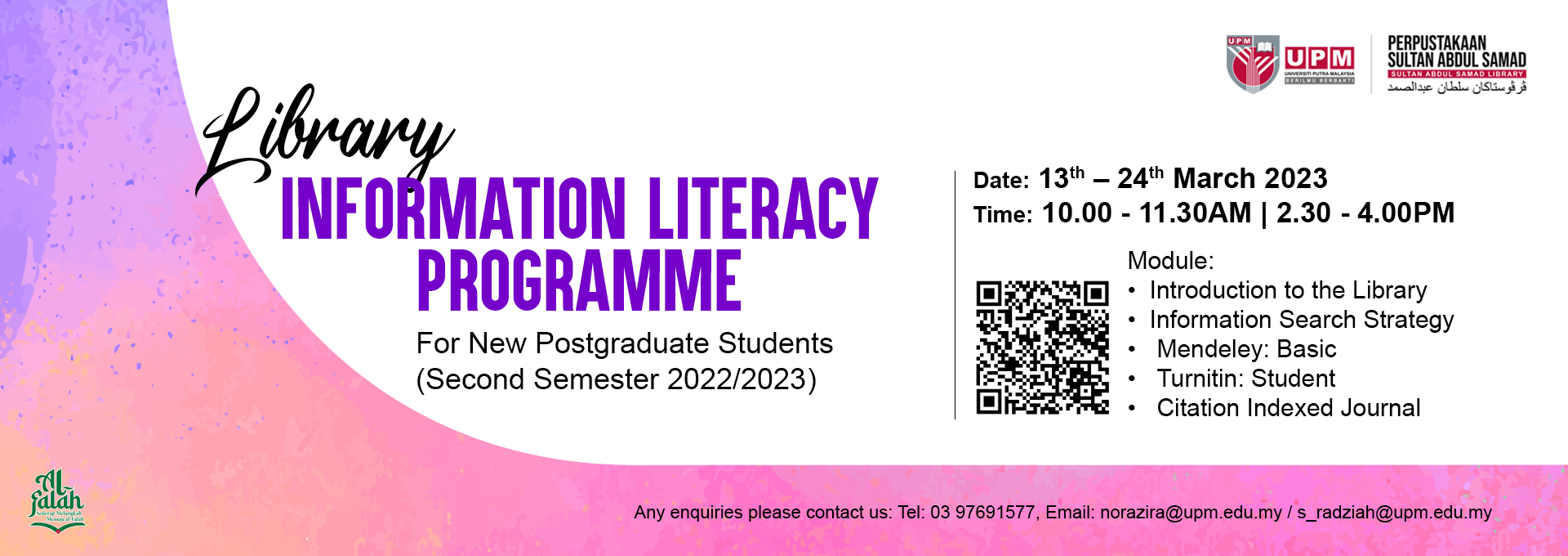 Program Literasi Maklumat: Pelajar Baharu Pascasiswazah Mac 2023